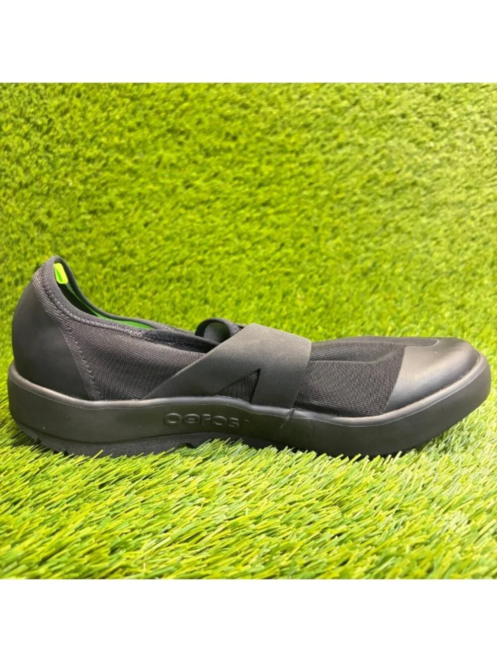 OOFOS OOmg Fibre Low Mens Size 11.5 Black Casual Walking Slip On Recovery Shoes